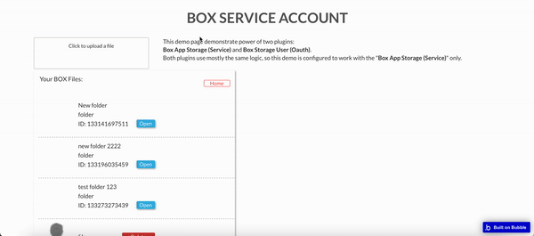 Box.com App Storage (Service) Plugin for Bubble preview
