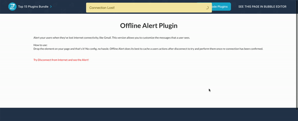 Offline Alert Pro Plugin for Bubble preview