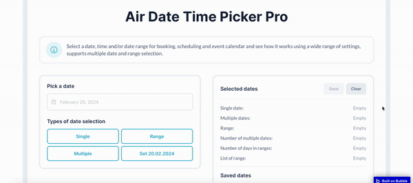 Air Date Time Picker Pro Plugin for Bubble preview