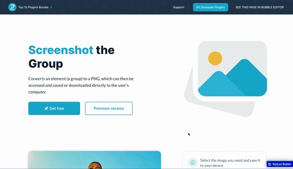 Screenshot the Group Plugin for Bubble preview