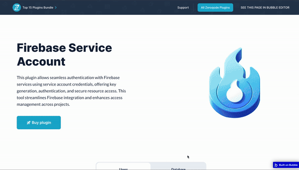 Firebase Service Account Plugin for Bubble preview