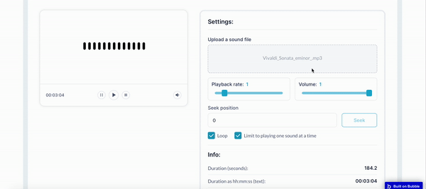 Audio / Sound Player Howler.js Pro Plugin for Bubble preview
