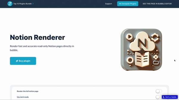 Notion Renderer Plugin for Bubble preview