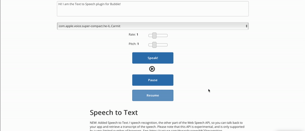 Text to Speech & Speech Recognition Plugin for Bubble preview