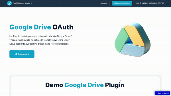 Google Drive OAuth Plugin for Bubble preview