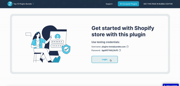 Shopify Custom Apps Plugin for Bubble preview