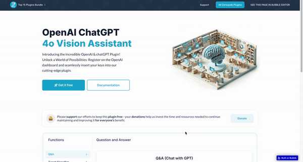 OpenAI ChatGPT 4o Vision Assistant Plugin for Bubble preview
