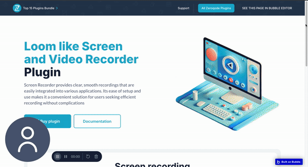 Loom like Screen and Video Recorder Plugin for Bubble preview