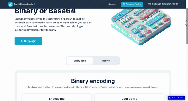 File Converter - Binary or Base64 Plugin for Bubble preview