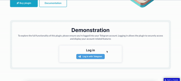Telegram Login Plugin for Bubble preview