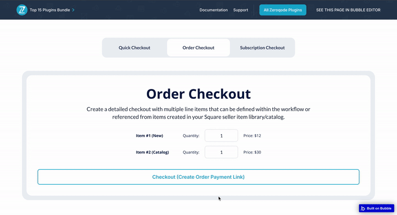 Square Checkout Plugin for Bubble preview