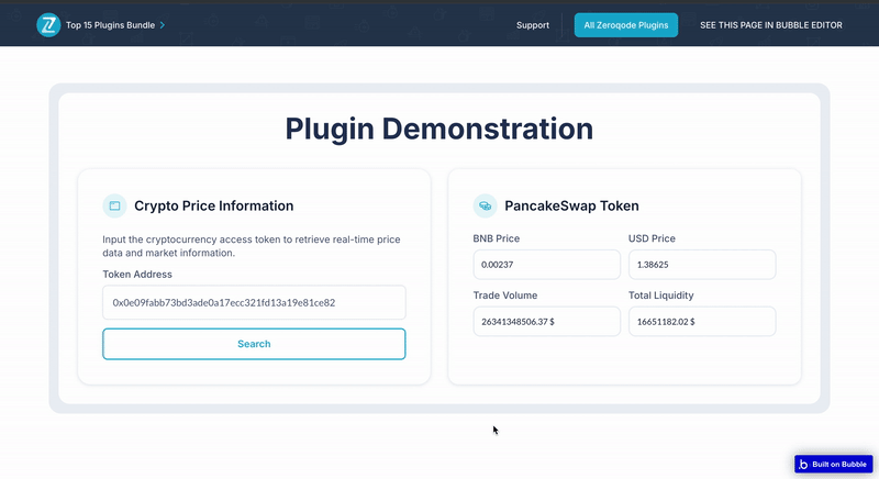 PancakeSwap API (Crypto price) Plugin for Bubble preview