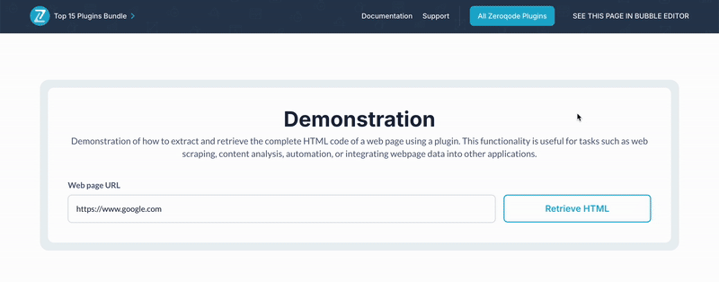 Get Web Page's HTML Plugin for Bubble preview