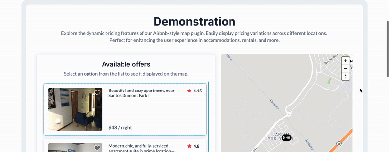 Pricing Map Like Airbnb Plugin for Bubble preview