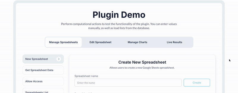 Google Sheets & Charts (Service) Plugin for Bubble preview