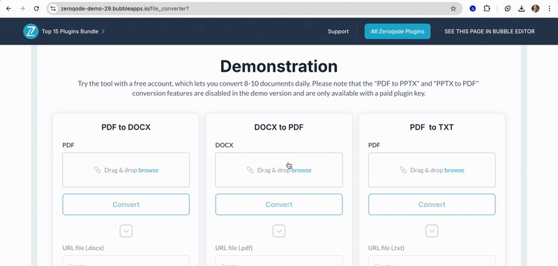 File Converter (to pdf or pptx) Plugin for Bubble preview