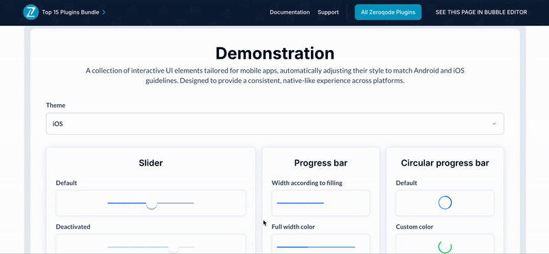 Android & IOS UI Components Plugin for Bubble preview