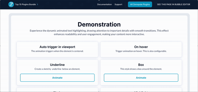 Animated text highlighter plugin for Bubble preview
