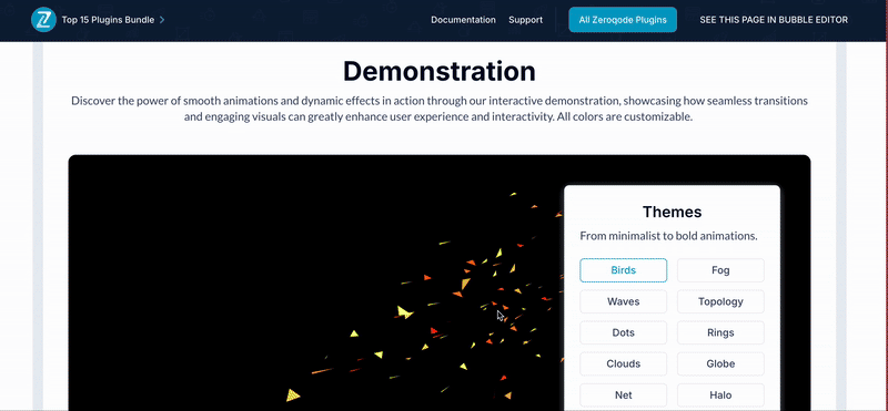 Animated backgrounds Plugin for Bubble preview