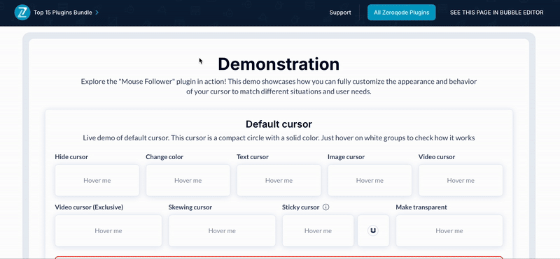 Mouse Cursor Effects Plugin for Bubble preview