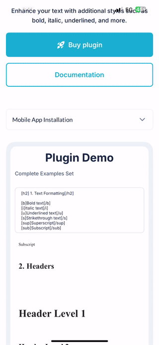 Text Styler for Bubble Mobile Plugin preview