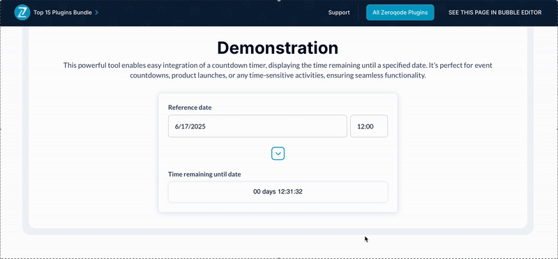 Simple Countdown Plugin for Bubble preview