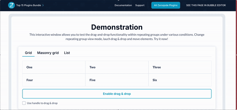 Drag & Drop Repeating Group Plugin for Bubble preview