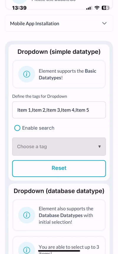 Multi Dropdown Input Native Mobile preview