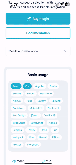 Dynamic Tags Bubble Mobile Plugin preview