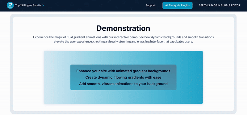 Animated Gradient Background Pro Plugin for Bubble preview