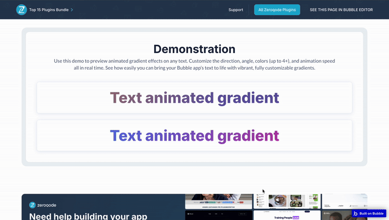 Animated Text Gradient + Plugin for Bubble preview