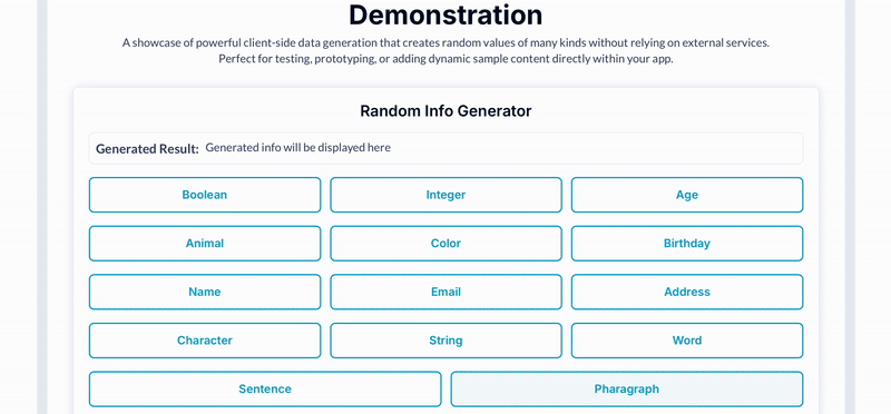 Random Data Generator Pro Plugin for Bubble preview