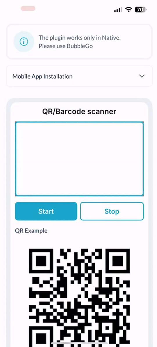 QR / Barcode Scanner Bubble Mobile Plugin preview