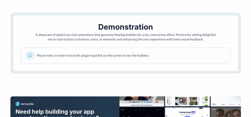 Bubbles Effect on Click Plugin for Bubble preview