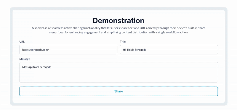 Native Share (Web Share API) Plugin for Bubble preview