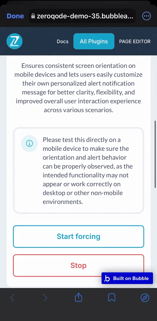 Device Orientation Force Rotation Plugin for Bubble preview