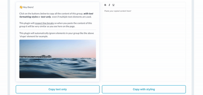 Copy Content Of Group To Clipboard Plugin for Bubble preview