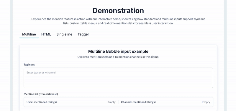 Mention - Tag Users/Items (Tagger) Plugin for Bubble preview