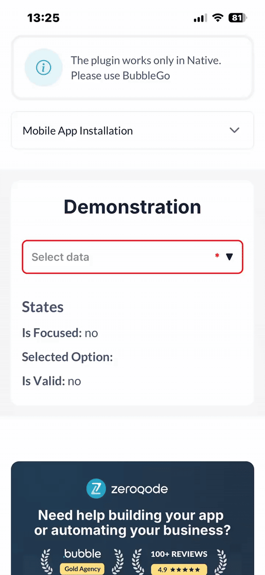 Simple Dropdown Bubble Mobile preview