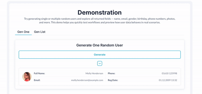 Random User Generator Plugin for Bubble preview
