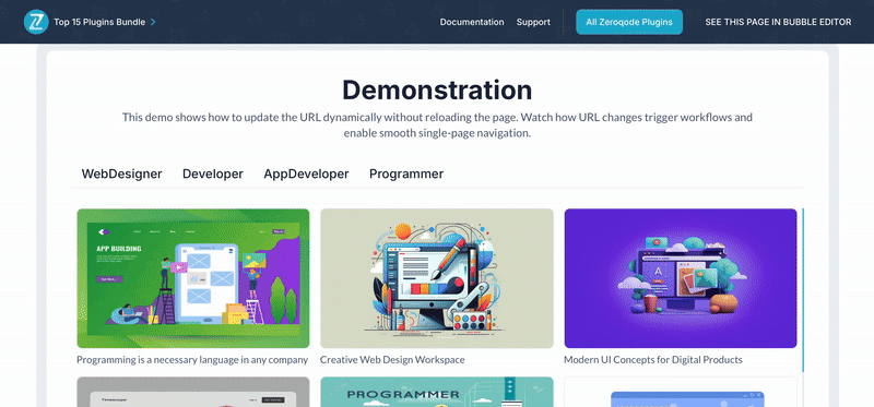 URL Router for Navigation Plugin for Bubble preview