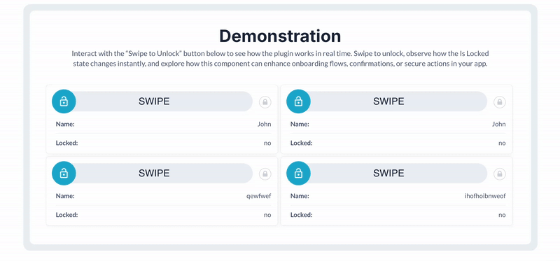 Swipe to Unlock Button (#slide) Plugin for Bubble preview