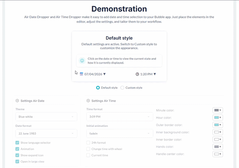 Air Date Time Dropper Plugin for Bubble preview