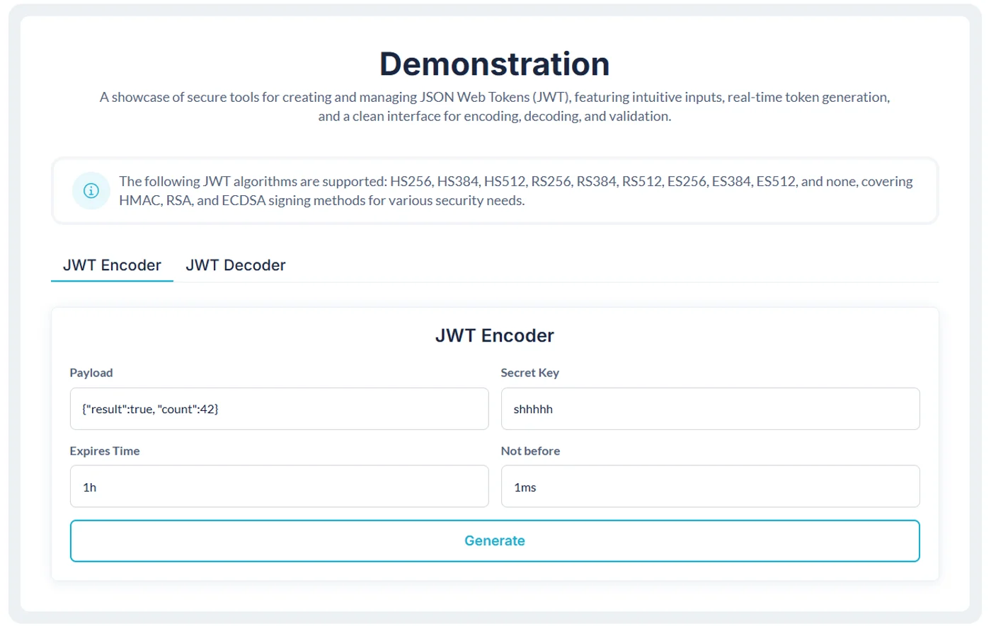 Json Web token - JWT Generator Plugin for Bubble screenshot 1
