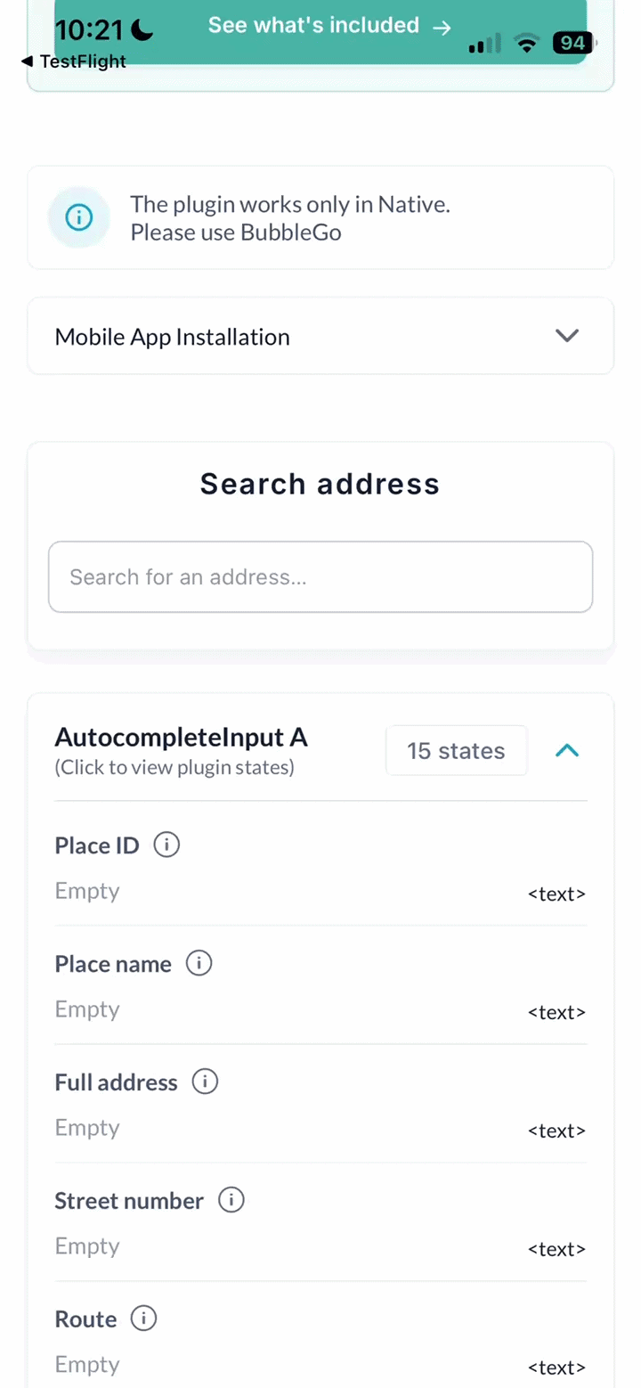 Google Places Bubble Mobile preview