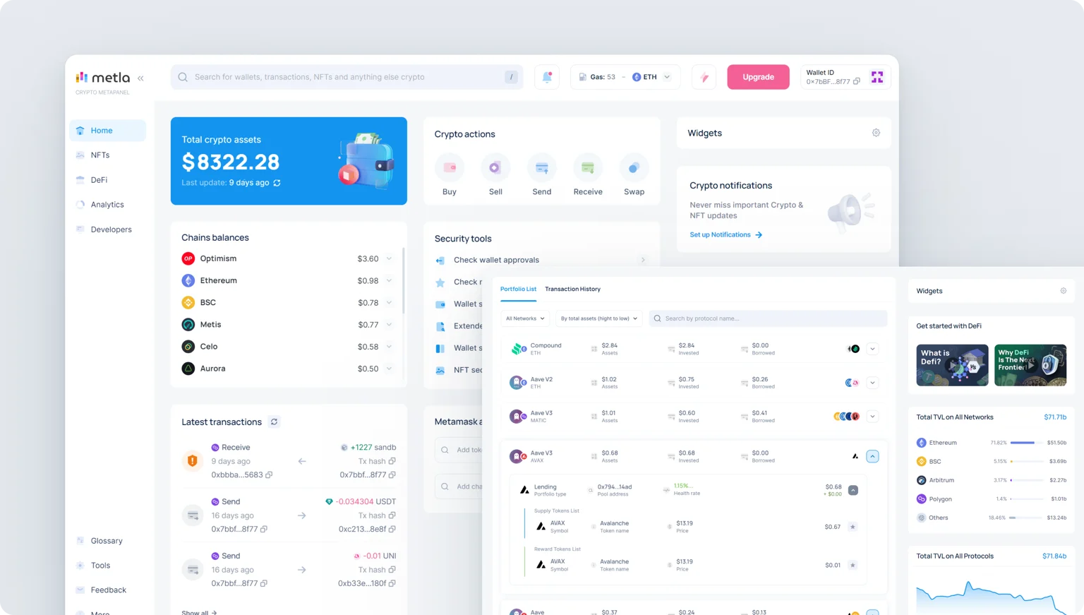 Metla — screenshots of the app