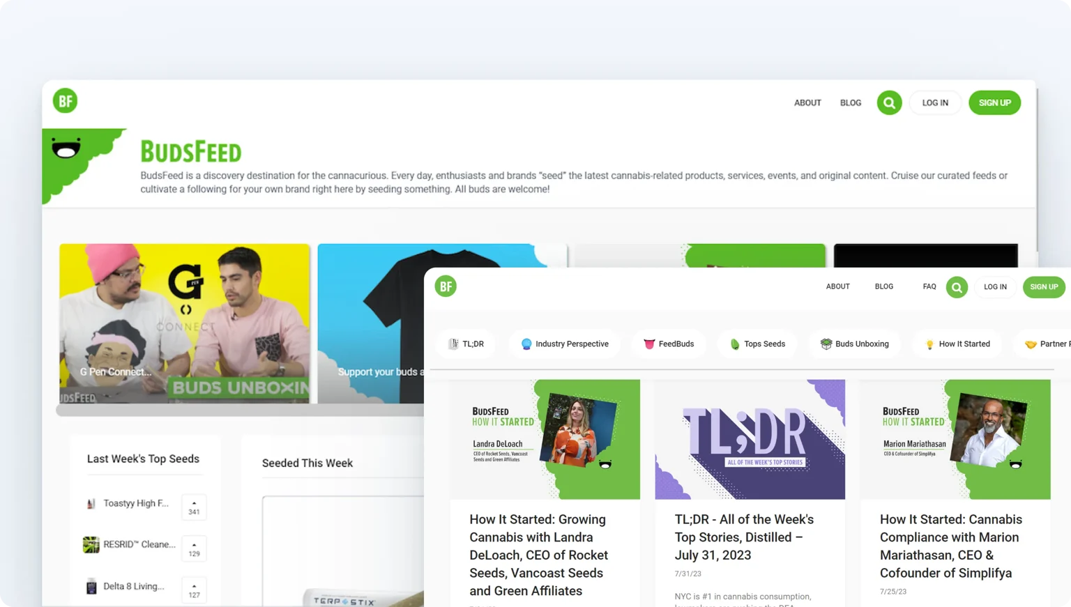 BudsFeed — screenshots of the app