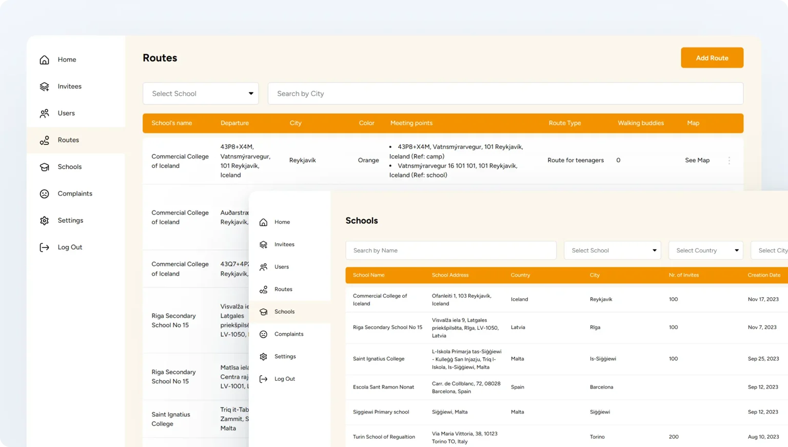 sCOOL2walk — screenshots of the app