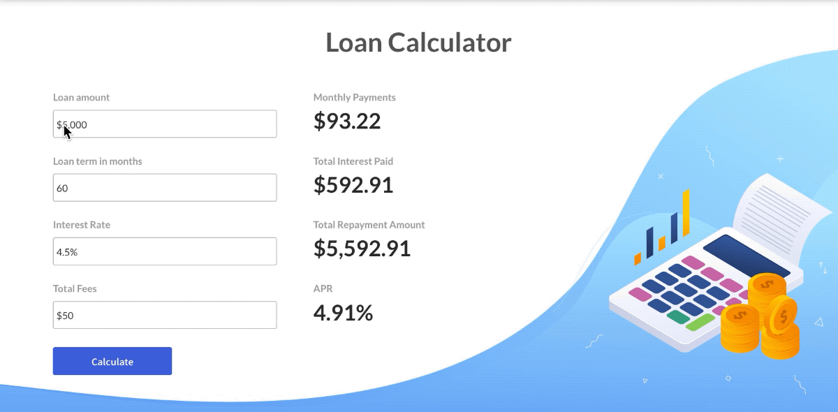 Loan Calculations Plugin for Bubble preview