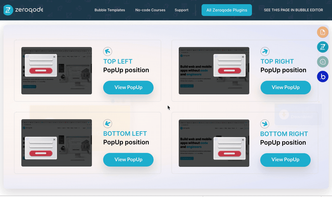 Custom Popup Position Pro plugin for Bubble preview